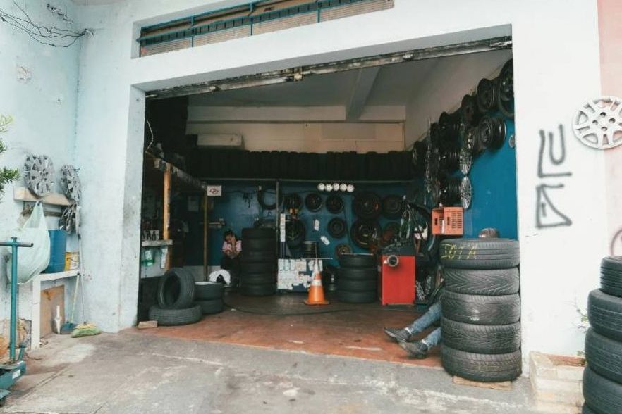Vehicle on lift for inspection